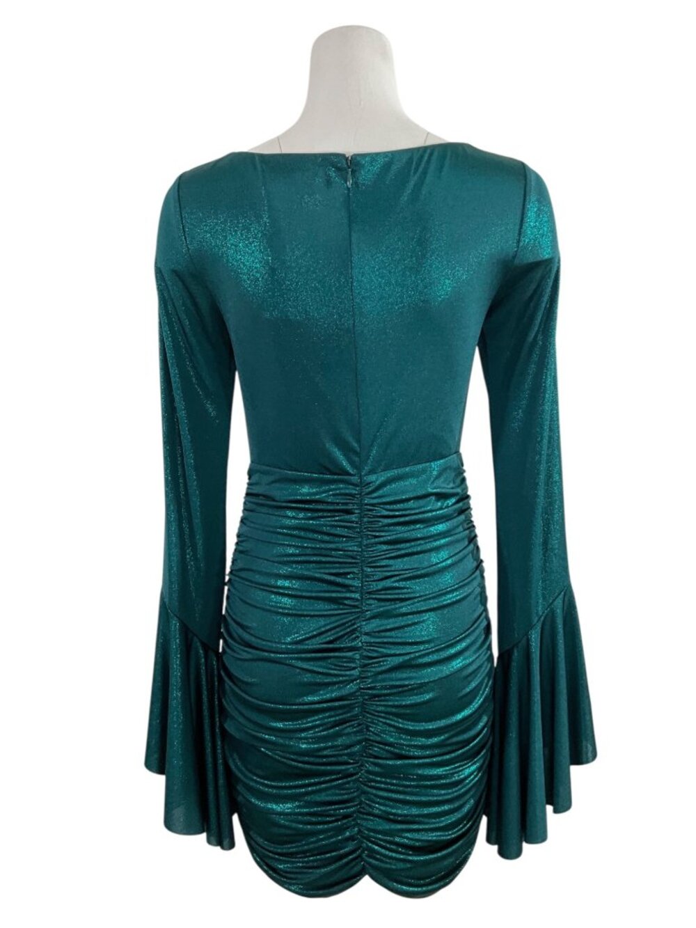 PatBo Jersey Foil Dress 8 Emerald Metallic Dark Green Mini Bodycon NEW - Picture 8 of 16